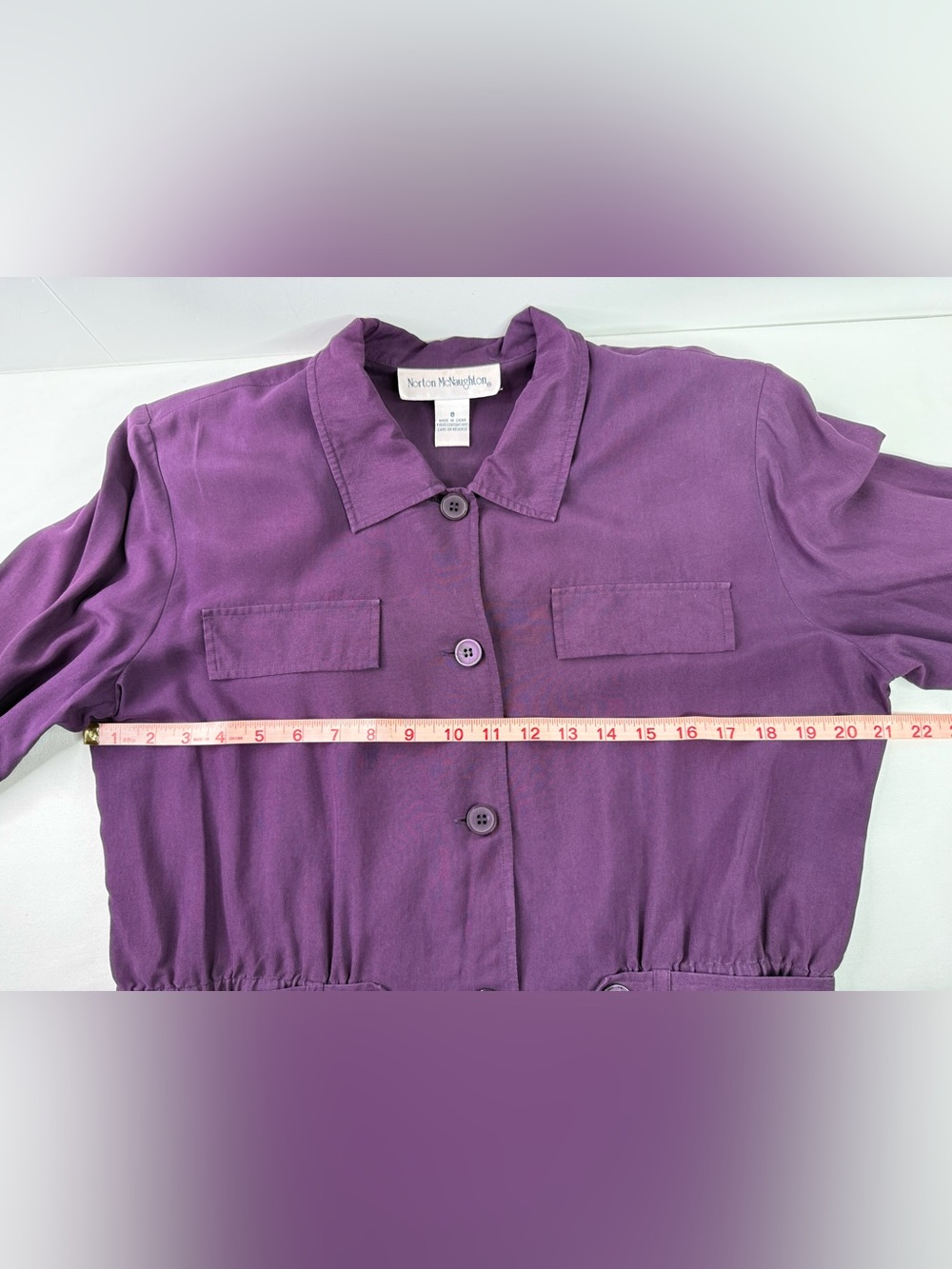 Norton McNaughton Purple Button-Front Utility Jacket Style Blouse Size 8 - Picture 7 of 8